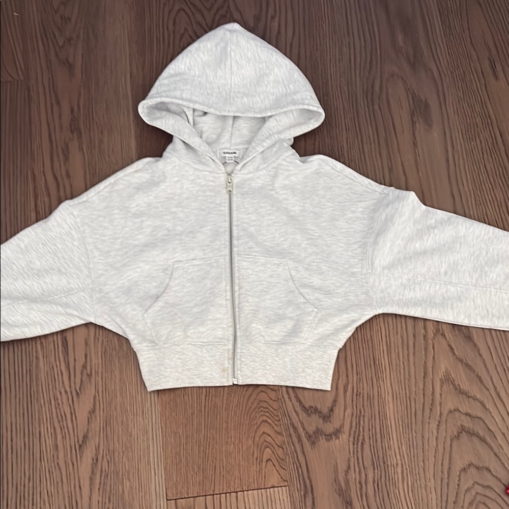 Garage Gray Cropped Hoodie Sweatshirt